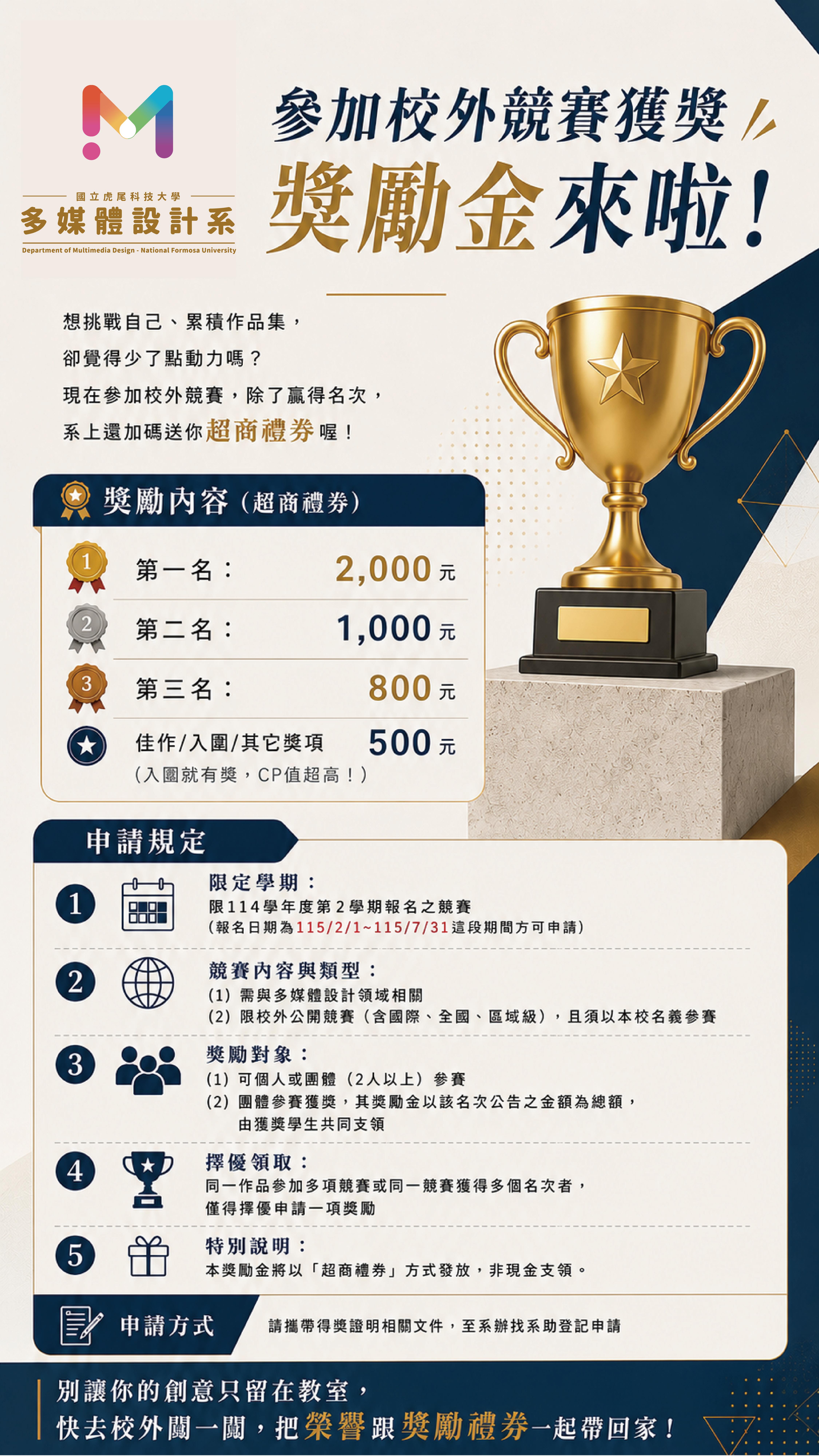 參加校外競賽獲獎獎勵金-宣傳DM